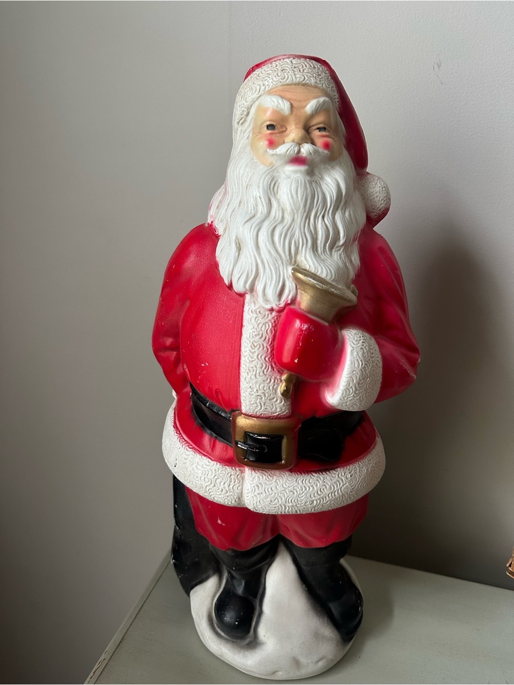 Vintage empire table top blow mold Santa Claus holding bell
